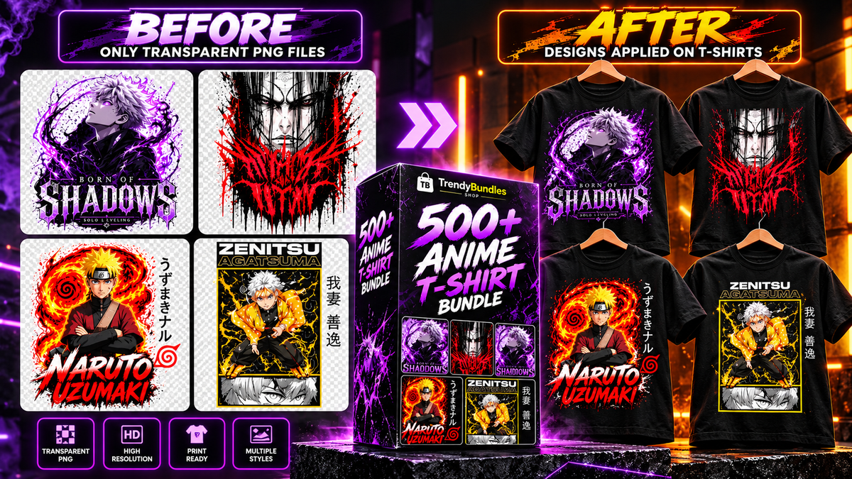 500+ New Premium Anime T-Shirt PNG Designs