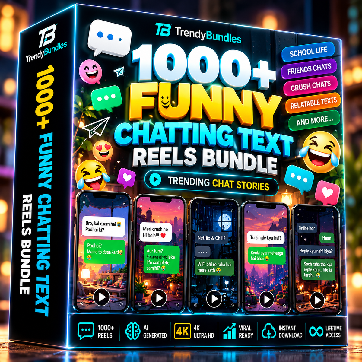 1000+ Funny Chatting Text Reels Bundle