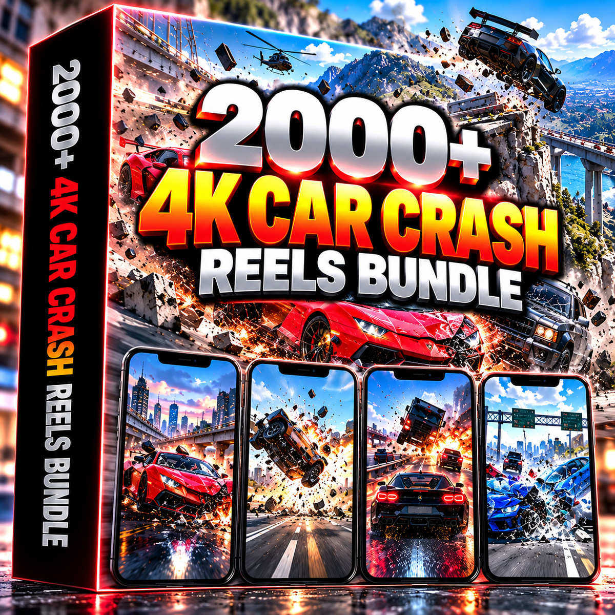 🚗 2000+ 4K Car Crash Reels Bundle