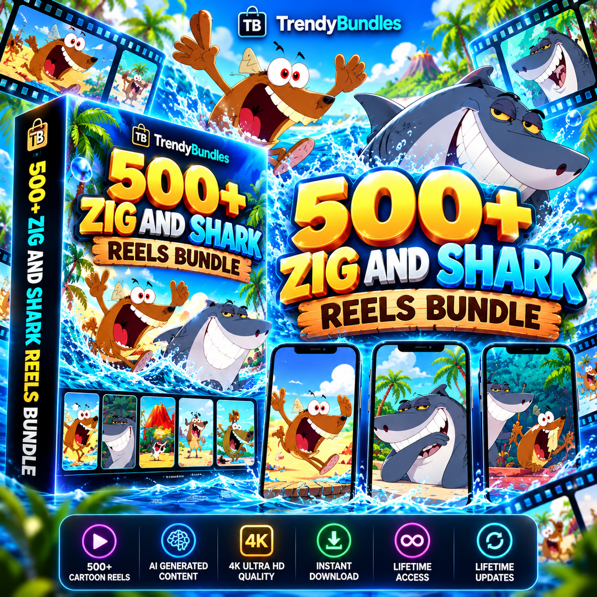 500+ Zig & Shark Reels Bundle