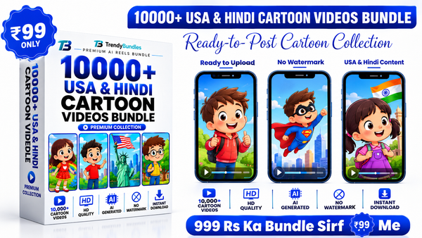 🎬 10,000+ USA & Hindi Cartoon Videos Bundle | Instant Access
