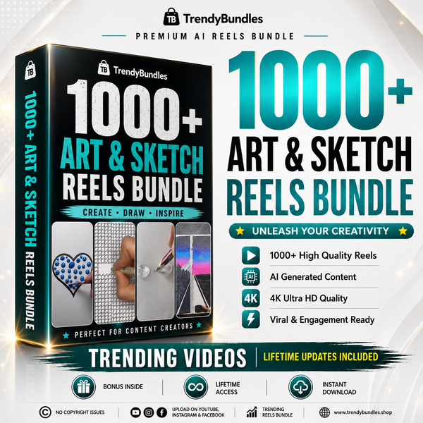 1000+ Art & Sketch Reels Bundle | Viral Drawing Videos | AI-Generated Content | HD Quality | Instant Download