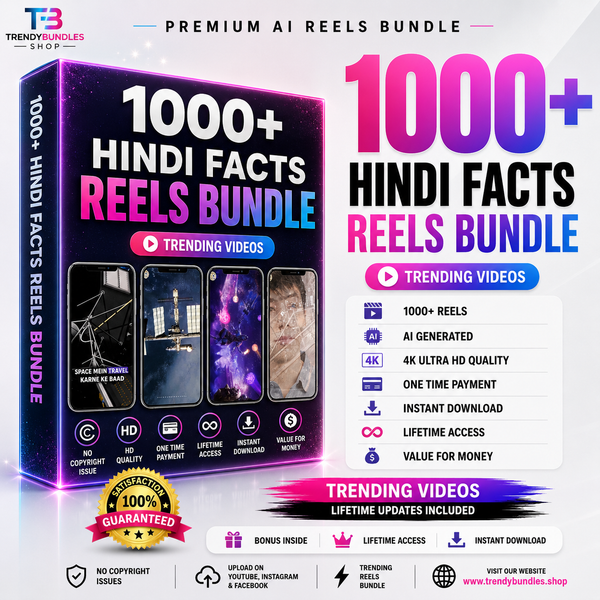 1000+ Hindi Facts Reels Bundle | Viral Knowledge Videos | AI-Generated | 4K HD | Instant Download | Lifetime Access