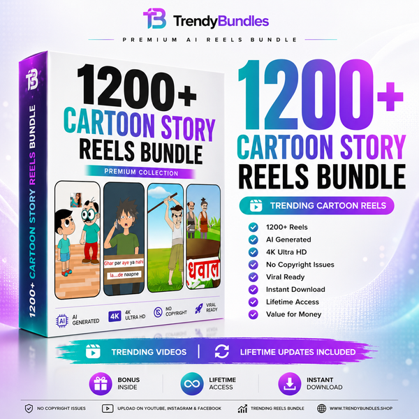 🎬 1200+ Cartoon Story Reels Bundle | Instant Access | Lifetime Updates
