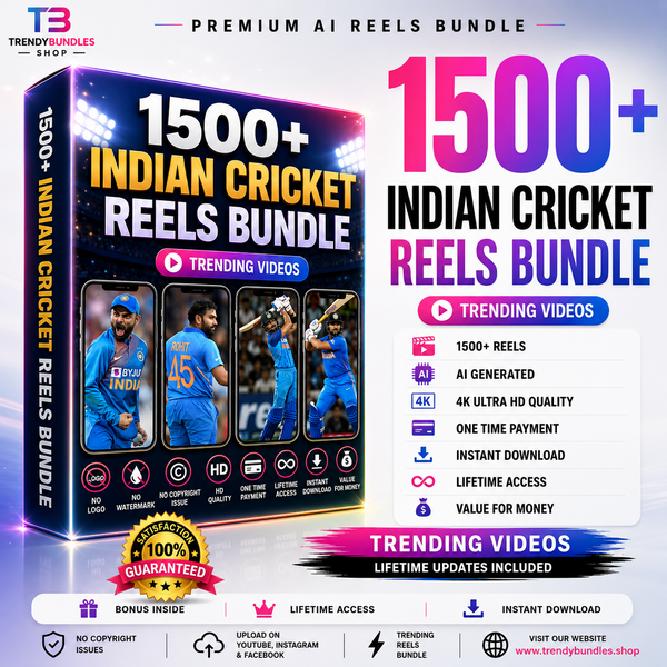1500+ Indian Cricket Reels Bundle – Premium 4K Cricket Video Collection