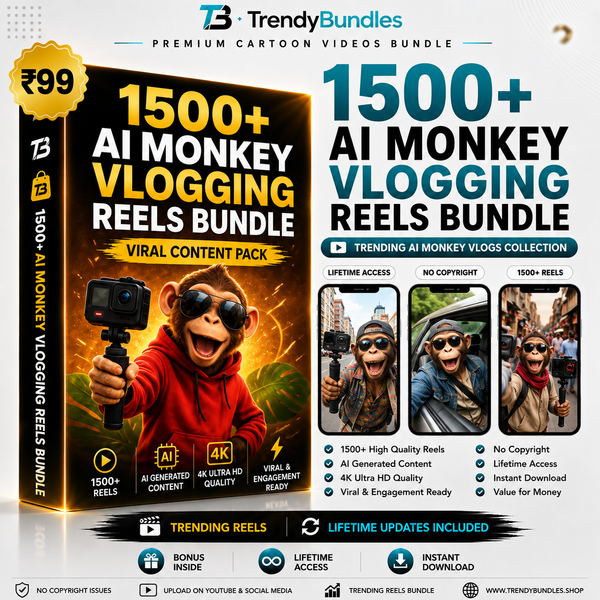 1500+ AI Monkey Vlogging Reels Bundle – Viral Content Pack