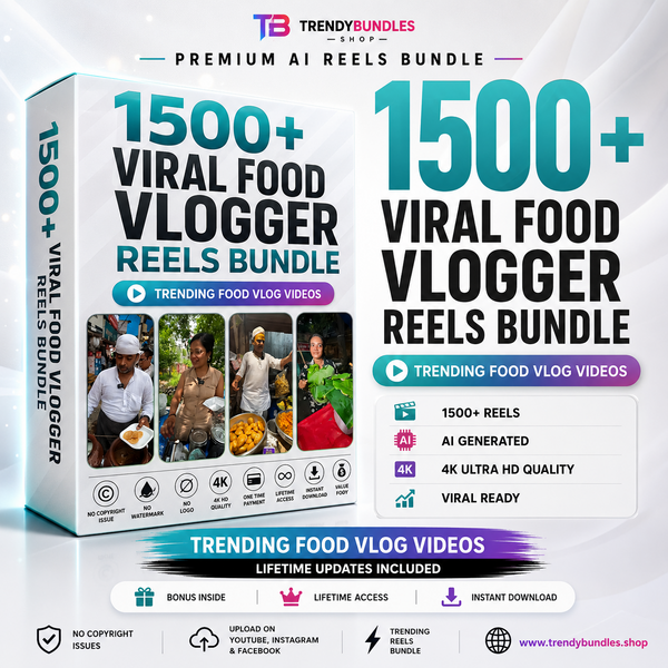 1500+ Viral Food Vlogger Reels Bundle – Trending Food & Street Food Videos