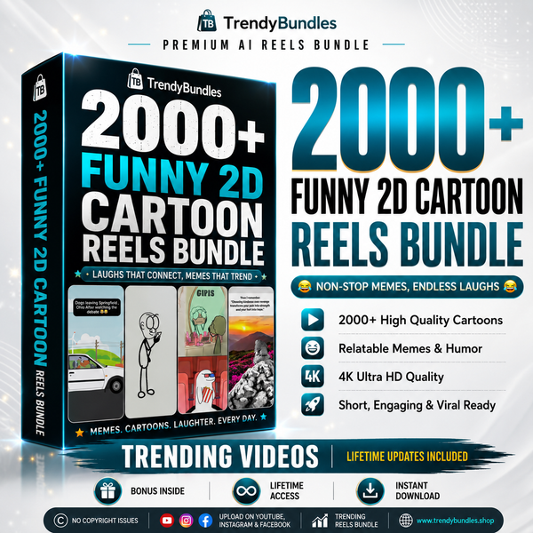 😂 2000+ Funny 2D Cartoon Reels Bundle | Instant Access