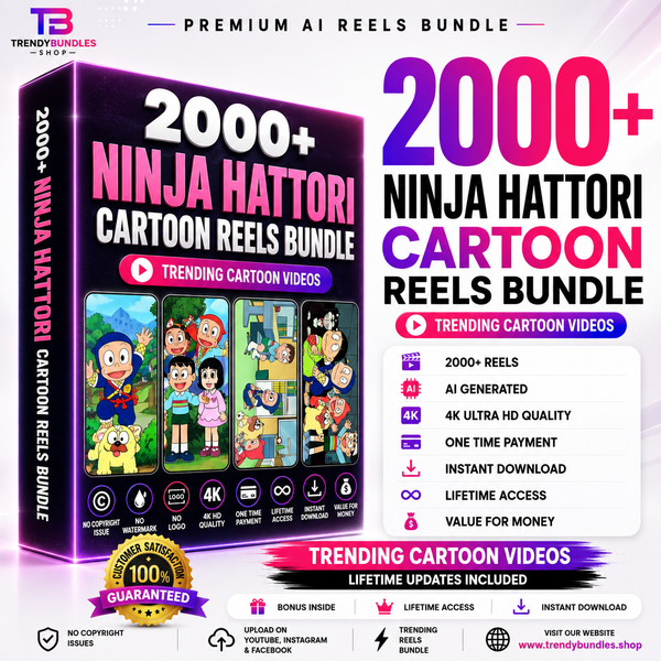 🥷 2000+ Ninja Hattori Cartoon Reels Bundle | Instant Access