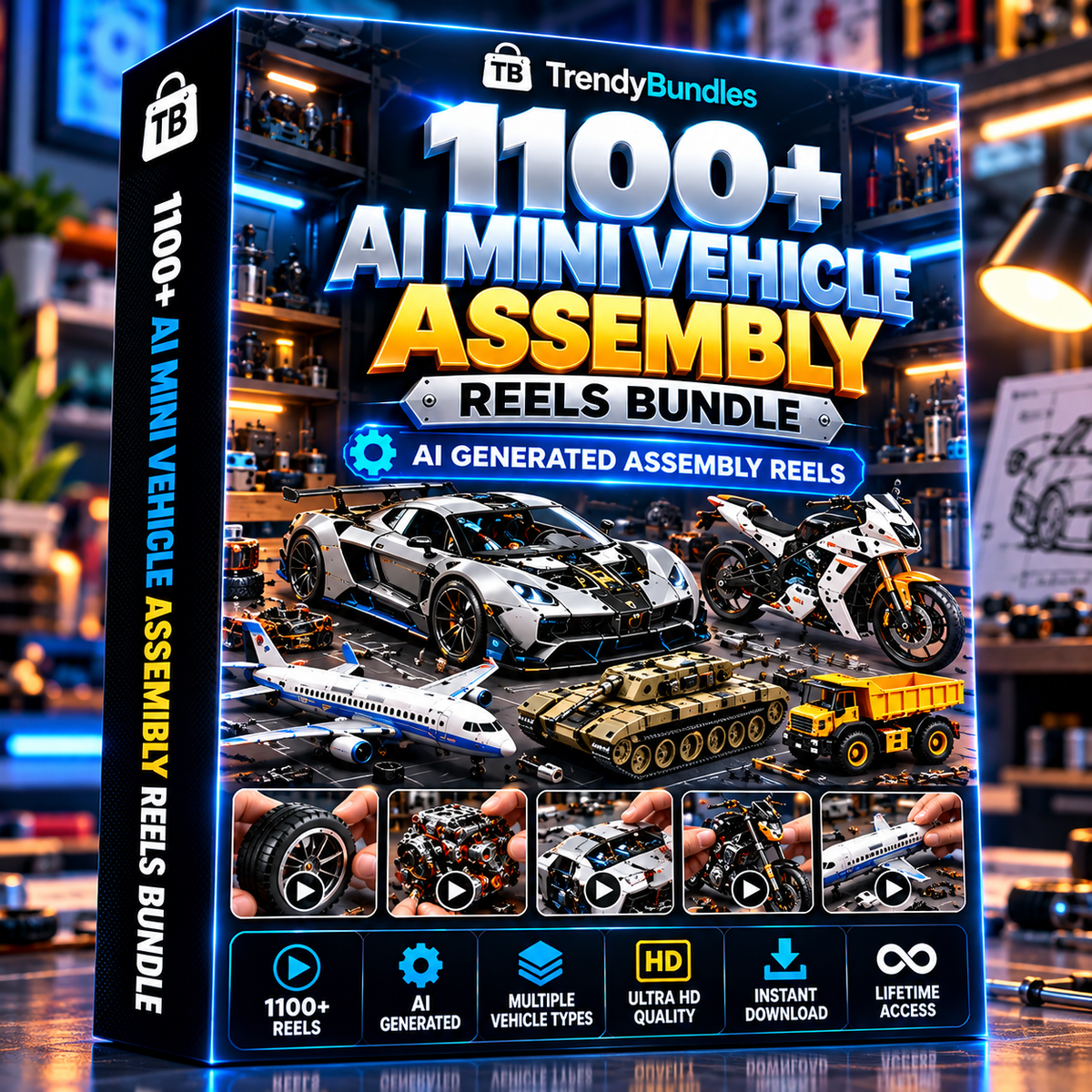 🚗 1100+ AI Mini Vehicle Assembly Reels Bundle