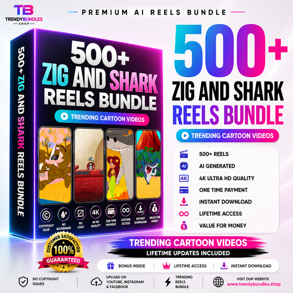 🦈 500+ Zig & Sharko Reels Bundle | Instant Access | Lifetime Updates