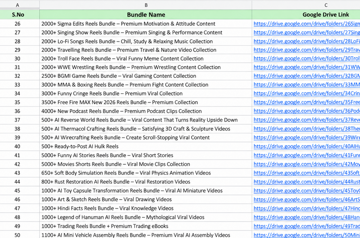 ALL REELS BUNDLE 26-50