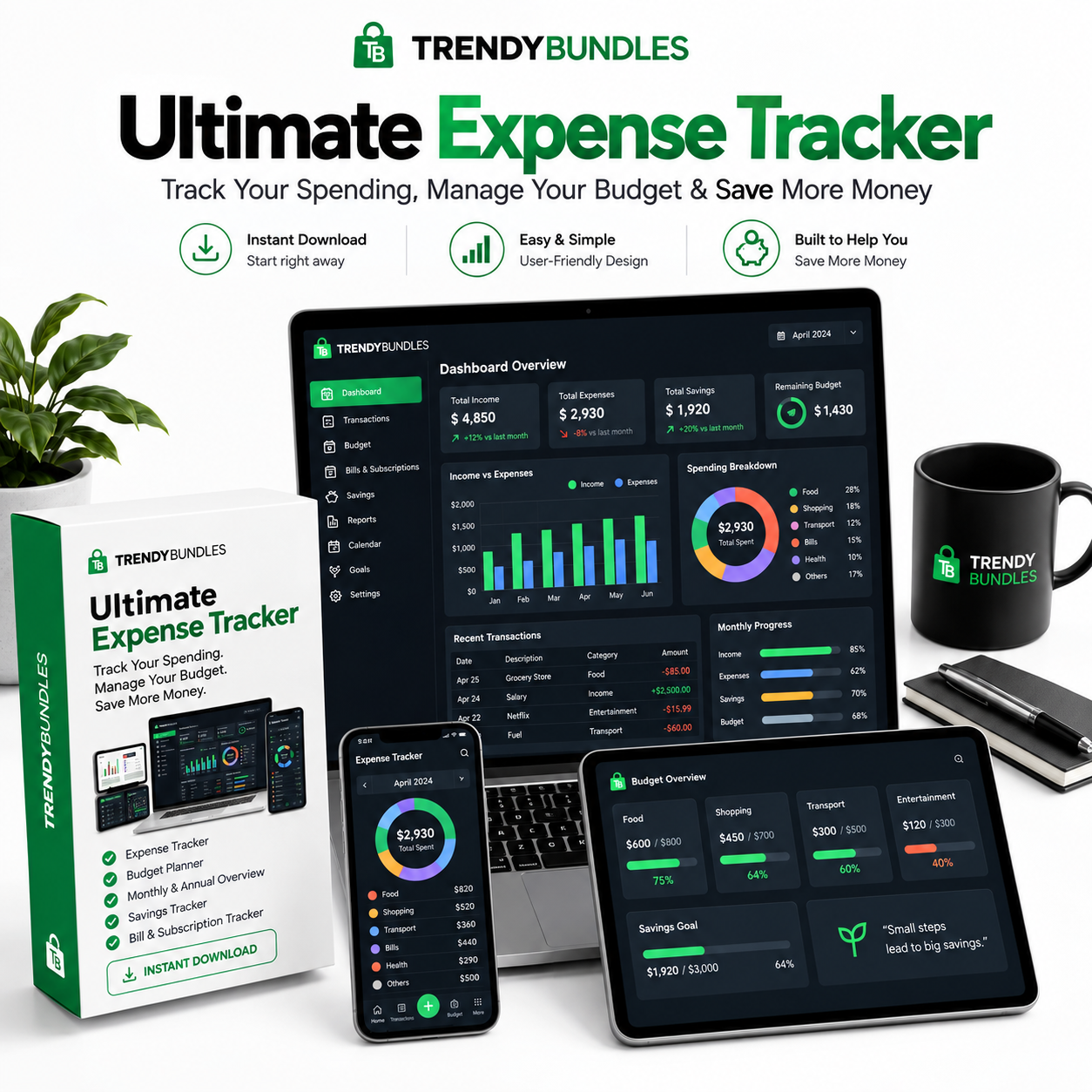 Ultimate Expense Tracker – Track Your Spending, Manage Your Budget & Save More Money