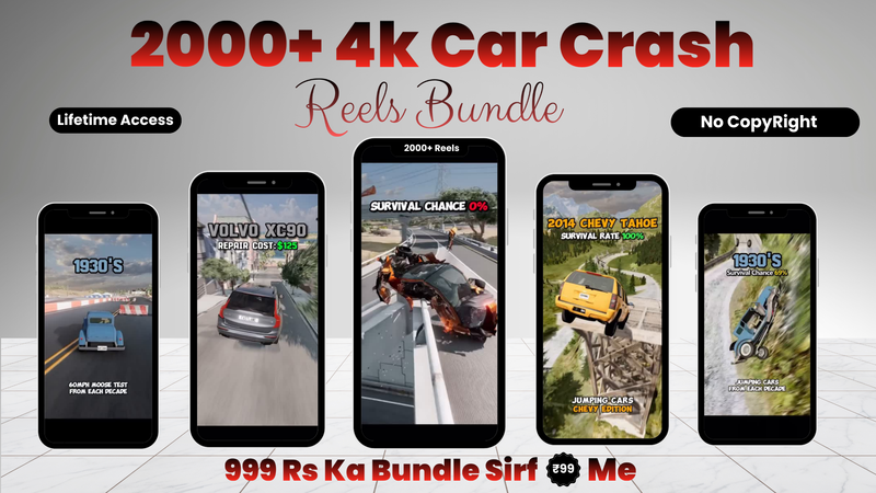 2000+ 4K Car Crash Reels Bundle (No Copyright | Lifetime Access)