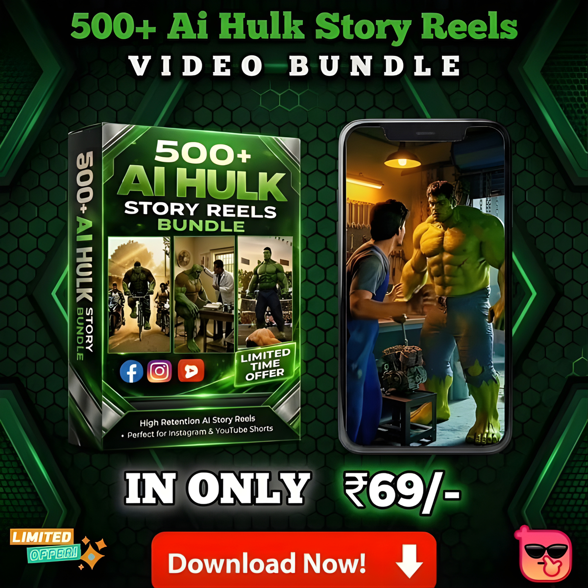 500+ AI Hulk Story Reels Bundle