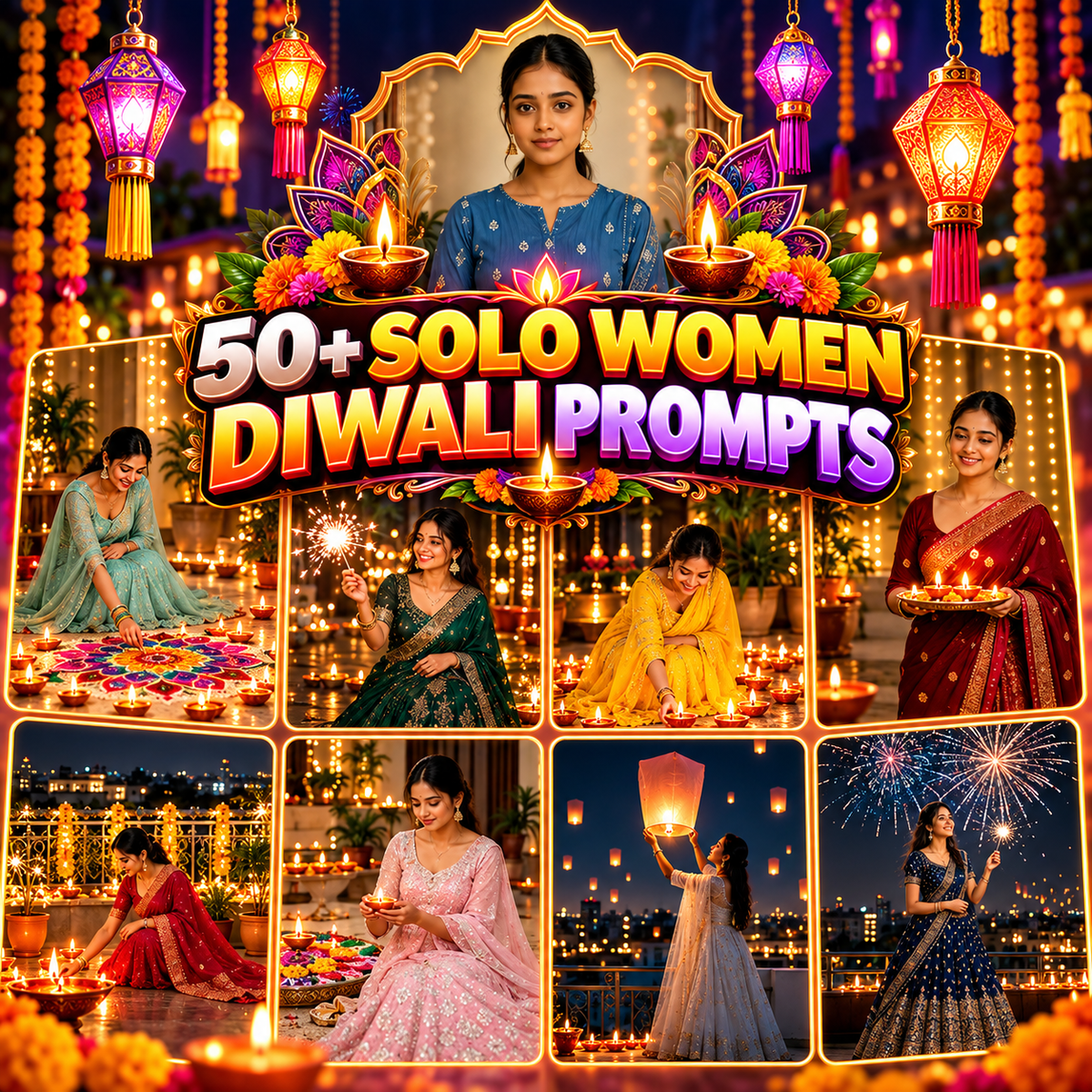 1000+ Diwali AI Photography Pose Pack – Men, Women, Couple & Family Prompts