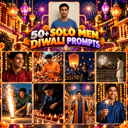 1000+ Diwali AI Photography Pose Pack – Men, Women, Couple & Family Prompts