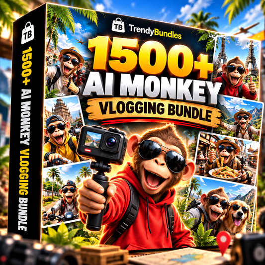 🐒 1500+ AI Monkey Vlogging Reels Bundle