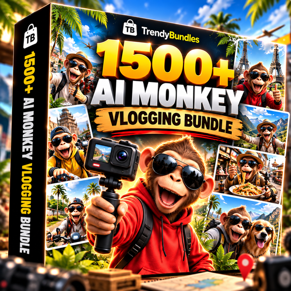 🐒 1500+ AI Monkey Vlogging Reels Bundle