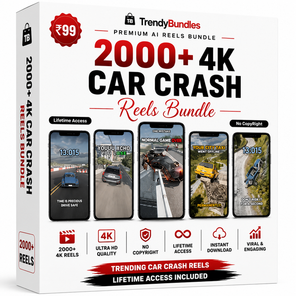 2000+ 4K Car Crash Reels Bundle (No Copyright | Lifetime Access)